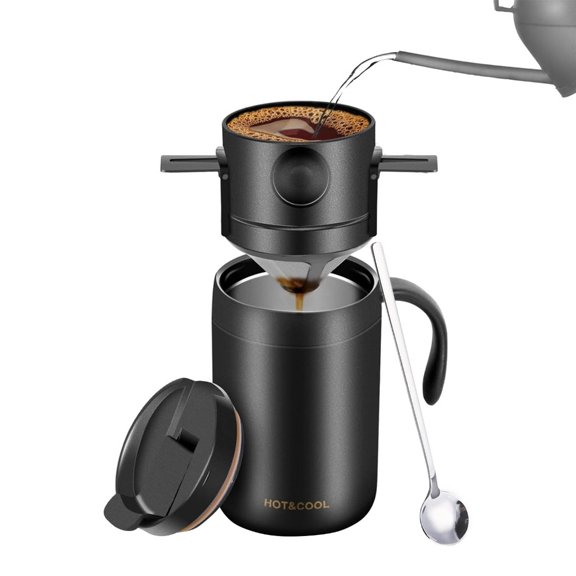 Transportable Camping Coffee Maker Set With Collapsing Filter And Insulated Cup For Outdoor Travel Backpacking