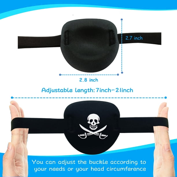 Bandeau Pirate Cache Oeil Medical, Patch D'Oeil Strabisme Ajustable, 2 Pièces Cache Patch Yeux