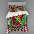 thumbnail image 2 of Ambesonne Cartoon Bedding Set 3 Pcs, Castle with Dragon, Twin, Ruby Green, 2 of 3