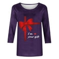 thumbnail image 4 of Antqov Shirts for Women, Valentine's Day Print Crew Neck 3/4 Sleeve T-Shirt, Daily Funny Trendy Loose Cozy Casual Tops, 4 of 5
