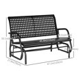 thumbnail image 3 of Outsunny 2 Seater Wicker Outdoor Glider Bench, Patio Swing Garden Bench, Garden Loveseat Rocking Chair, w/ Extra Wide Seat, Curved Backrest for Backyard, Poolside, Lawn, Black, 3 of 10