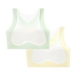 thumbnail image 2 of 2 Pack Sports Bra for Girls, Cotton Training Crop Bras with Adjustable Strap Seamless Sports Underwear, Teenage Girls Crop Top for 10-16 Years Army Green 10-11 Years, 2 of 6