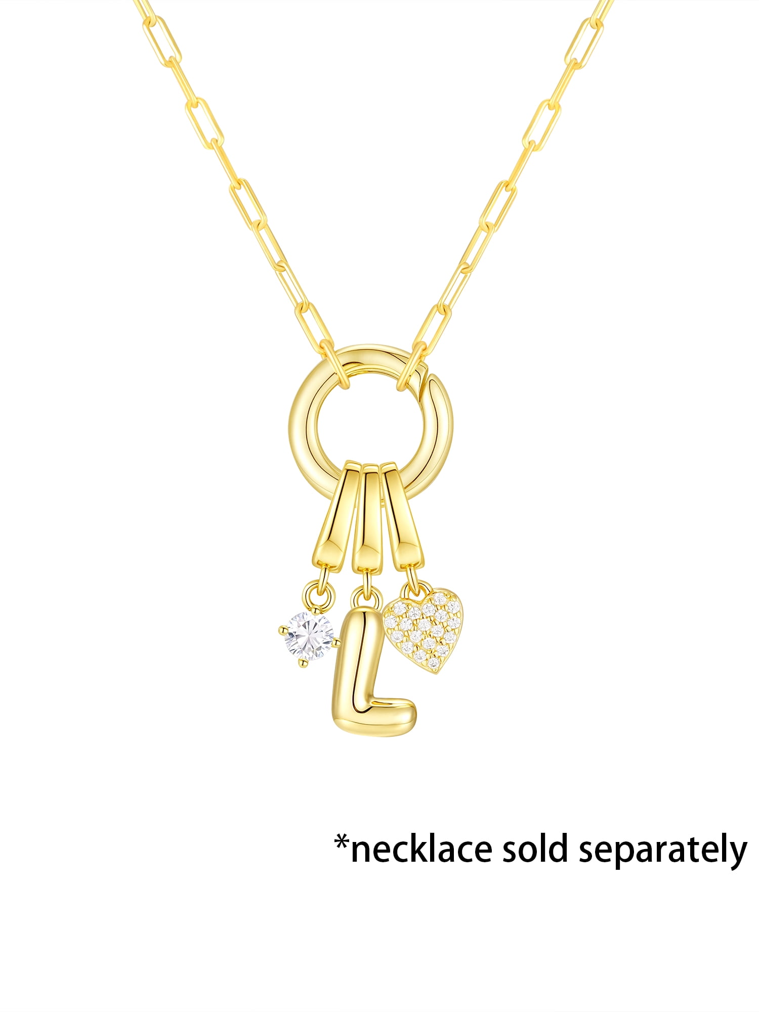 Brilliance Fine Jewelry Simulated Diamond Initial L Charm Set in 14KT Gold Plated Sterling Silver