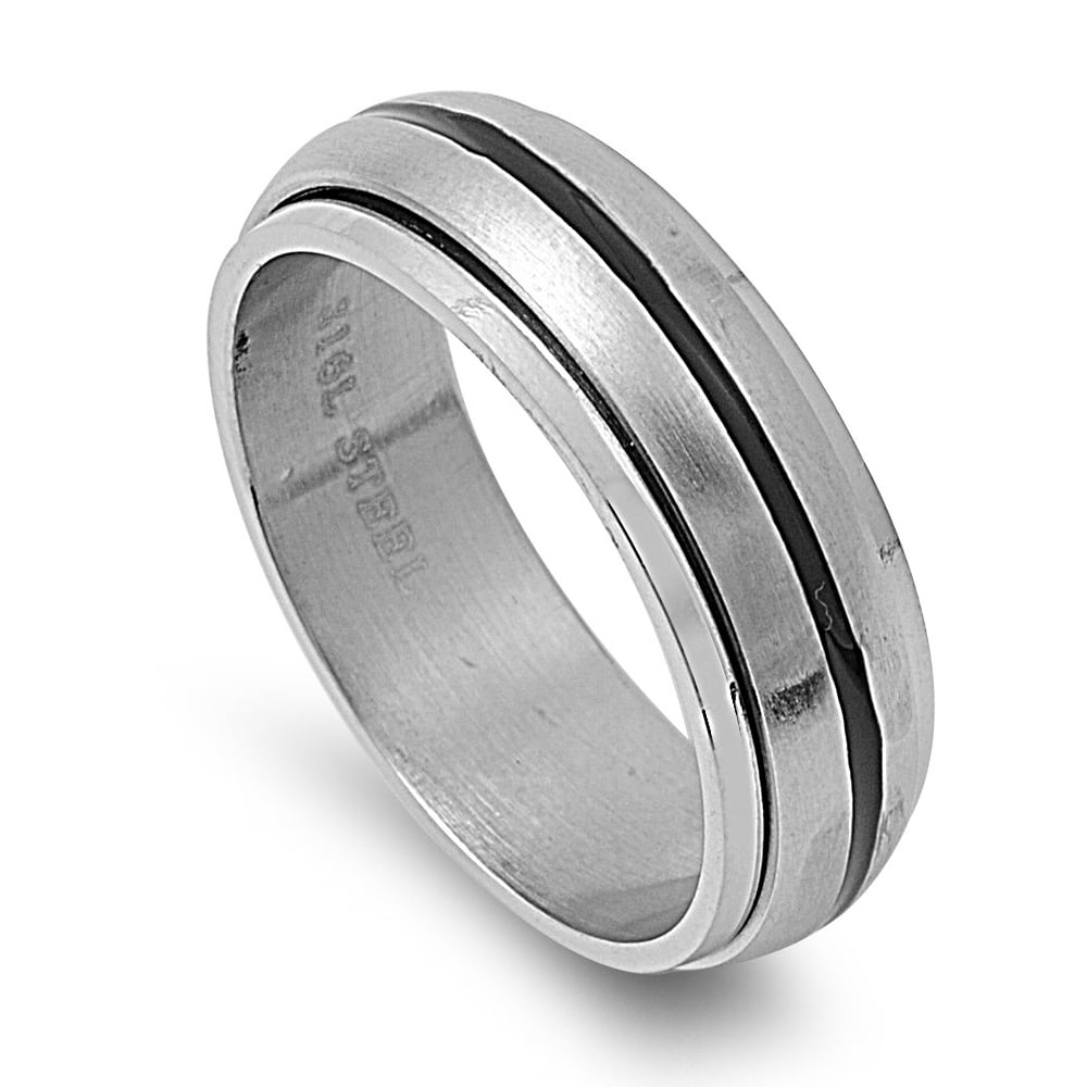 All in Stock - Stainless Steel Single Pin Striped Spinner Ring ...