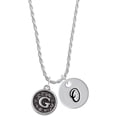 thumbnail image 1 of Delight Jewelry Silvertone Antiqued Round Seal - Initial - G - Silvertone Script Initial Disc - O - Charm Necklace, 20"+3", 1 of 4