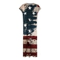 thumbnail image 4 of SMihono Robe Maxi Bohème d'Été pour Femmes Grande Taille Robe Maxi pour Femmes Plage Vacances Décontractée Ample Longue Robe Manches Courtes Robes d'Été avec Fente Robe Évasée de Plage, 4 of 4