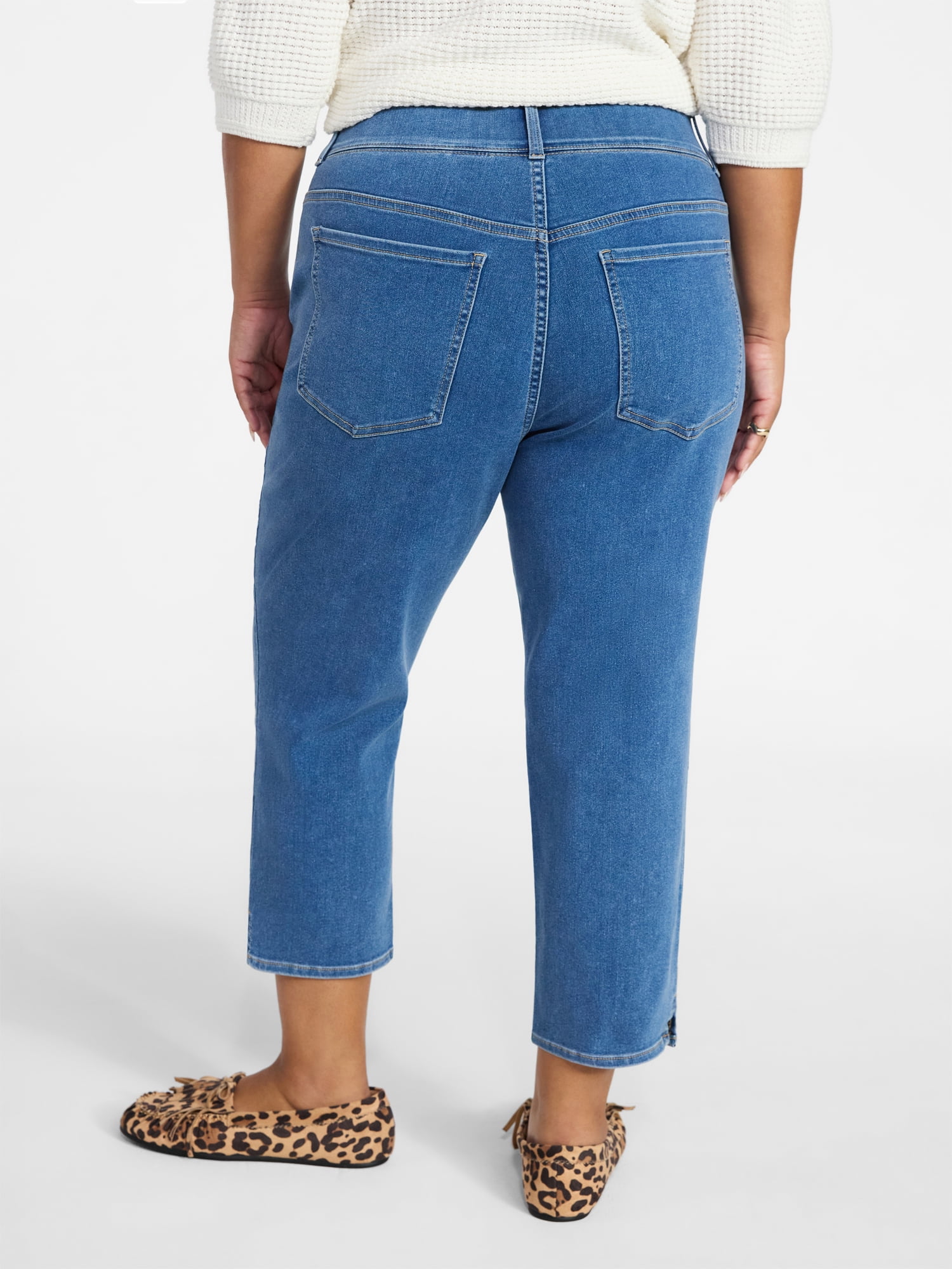 Terra & Sky Women's Plus Size Pull On High Rise Capri Jeggings, 23" Inseam, Sizes 0X-4X