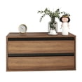 thumbnail image 3 of GZXS 2-Drawer Wooden Floor Cabinet in Walnut Finish, Compact Storage Organizer for Home Office, Bedroom, Living Room, 28.35"L x 13.78"W x 14.17"H, 3 of 9