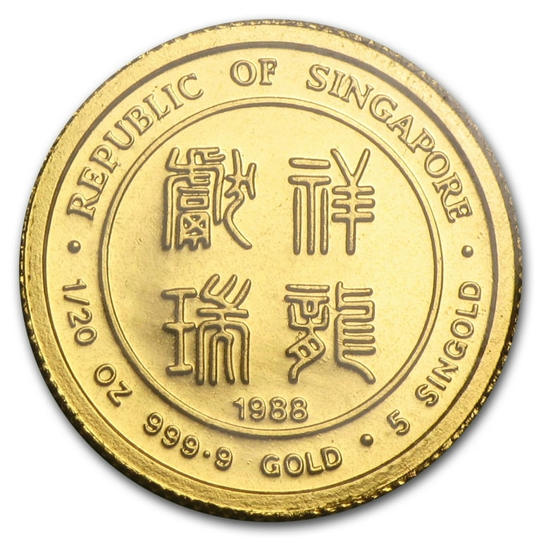 1988 Singapore 1/20 oz Gold 5 Singold Year of the Dragon BU 1988 Singapore 1/20 oz Gold 5 Singold Year of the Dragon BU