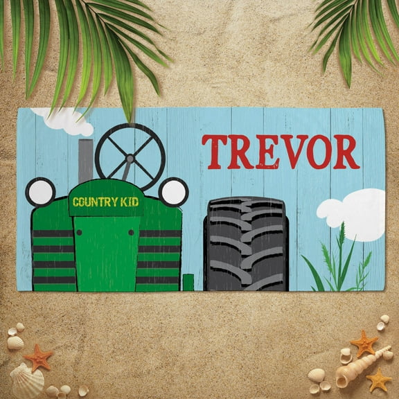 Tractor Plush Kids Beach Towel