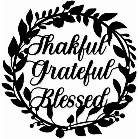 Words Wall Decoration Iron Wall Sculpture with Screws Black Metal Art Ornament Tree Leaves Decorative Wall Hanging Artwork for Living Room Indoor Outdoor Home