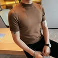 thumbnail image 5 of Spring Summer Half Turtleneck Knitted Jumpers T-shirts Men's Slim Casual Stretch Tight Solid Color Short-sleeved T-shirt Sweater, 5 of 6