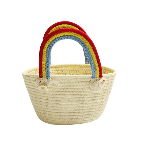 Gnmfd Woven Rainbow Beach Tote Bag For Vacation Casual Outings Travel Essentials Thread Handbag Portable Summer Closet Organizers And Storage Lightweight Gift For Women
