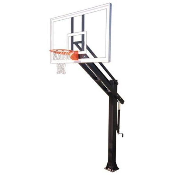 Titan Arena Steel-Glass In Ground Adjustable Basketball System, Kelly Green