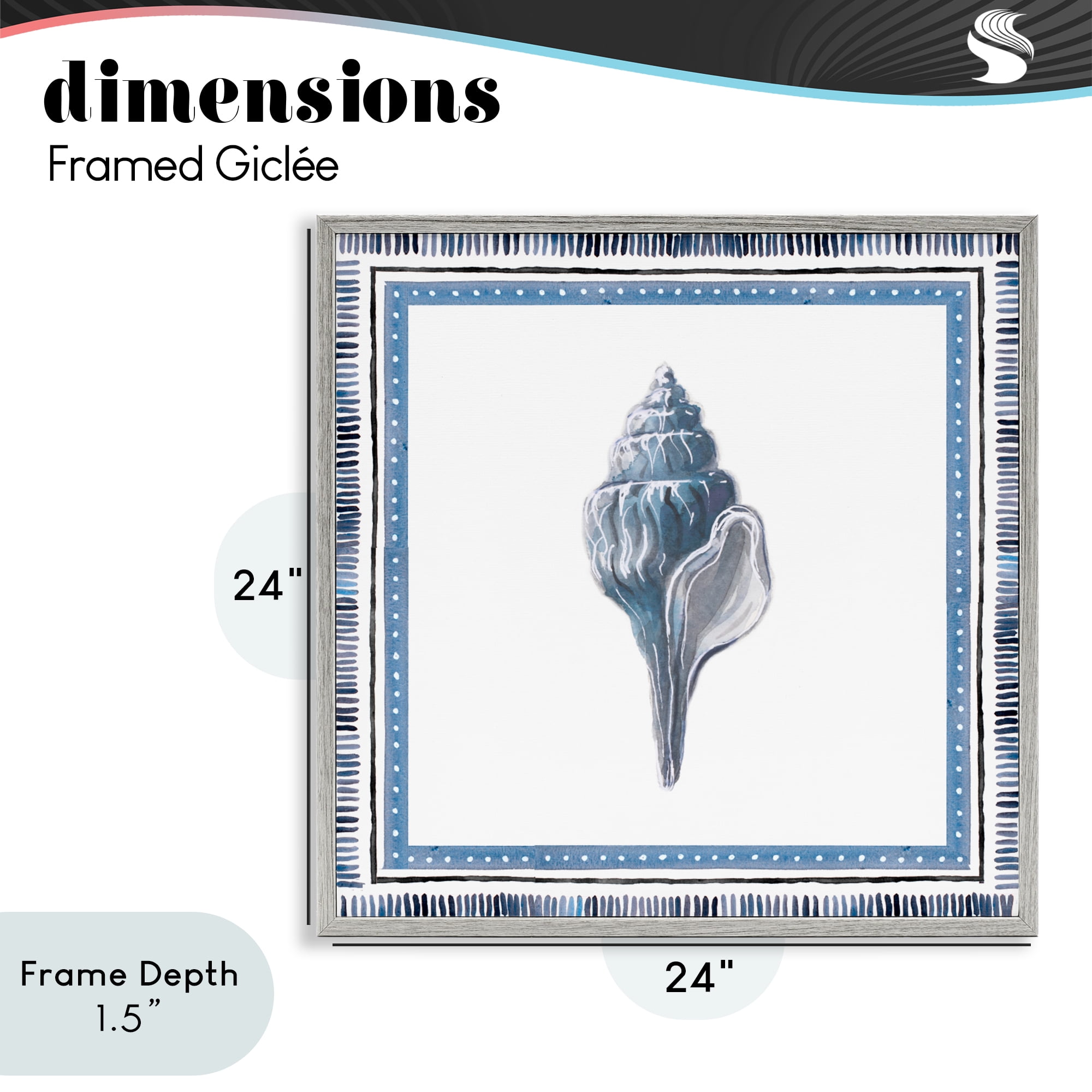 Stupell Industries Soft Blue Conch Shell Gray Framed Giclee Art, design by Lanie Loreth