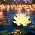 thumbnail image 1 of Feltree Large Solar Powered Lotus Pool Light, Auto On/Off Floating Water Lantern for Diwali Festivals, Backyard Pond Decor with Slow RGB Flashing, 1 of 8