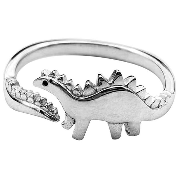 Anillos para mujer, regalos para mujer, lindos anillos de apertura de dinosaurio, regalo, delicado anillo de plata minimalista.
