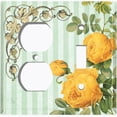 thumbnail image 4 of Metal Light Switch Plate Outlet Cover Yellow Flower Teal Stripe Damask FLW064, 4 of 13