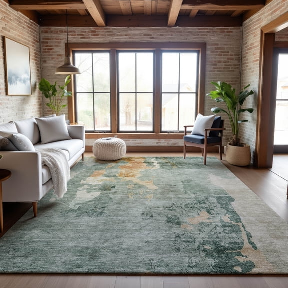 Addison Rugs Mayfield Premium Machine Washable Transitional Abstract Seafoam Rectangle Rug, 5' x 7'6"