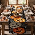 thumbnail image 4 of Smile Jack O Lantern Pumpkin Ghost Spider Halloween Table Runner Black 13 x 72 Inch, 4 of 8