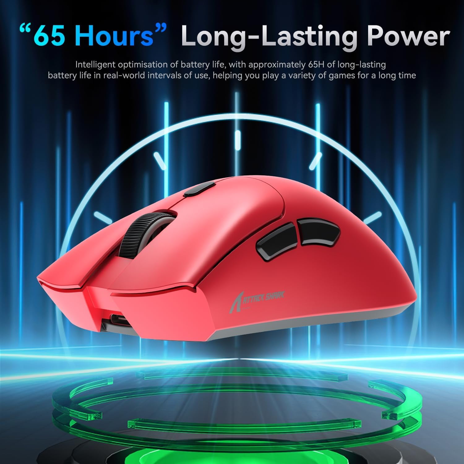 ATTACK SHARK R1 SUPERLIGHT Mouse with Tape, PixArt PAW3311 Gaming Sensor, BT/2.4G Wireless/Wired Gaming Mouse, 6 Adjustable DPI up to 18000, 65 Hrs Battery, Office Mice for Win11/Xbox/PS/Mac