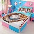 thumbnail image 2 of meiyoeat Baseball Sport Gloves Zipper Twin Comforter Sets with Fitted Sheet and 2 Pillowcases For Boys,Blue Ice Cream Drip Zipper Bedding Set For Kids,Polkadot Reversible,4-Piece, 2 of 7