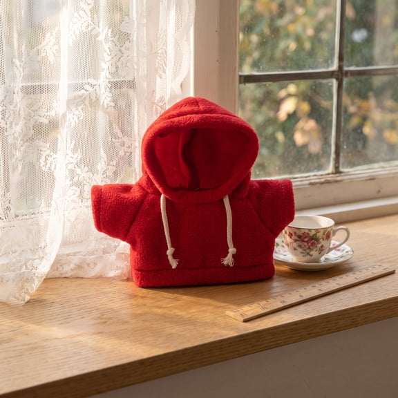 LOLIPPYY Adorable Red Hoodie for Plush Bear Toy with Detachable Clothes, Ideal for Dollhouse Play and Collectible Doll Accessories