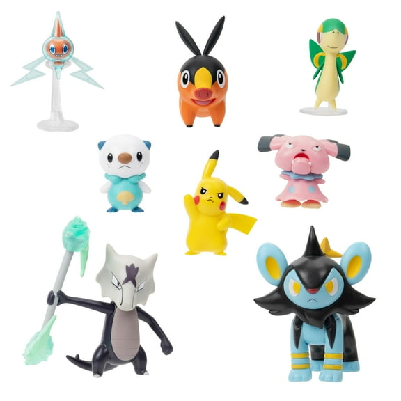 PKW - Battle Figure Multipack (8PK: Tepig, Oshawott, Snivy with Stand, Rotom with Stand, Pikach