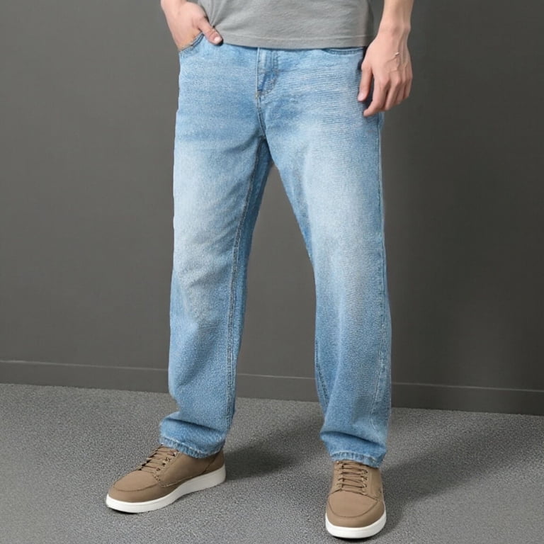 FYEGRE Mens Wide Leg Jeans Men's Winter Outdoor Fashionable Slim Fit Velvet  Textured Denim Pants for Cold Weather Comfort and Style Blue L - Walmart.com