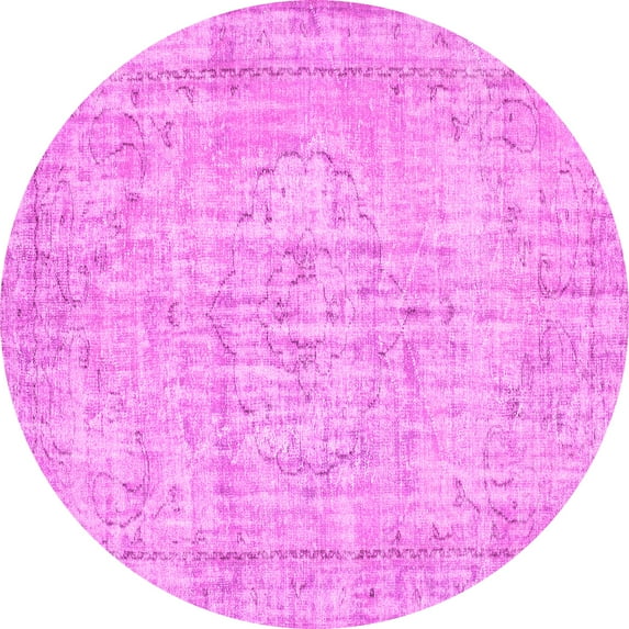 Ahgly Company Indoor Round Abstract Pink Contemporary Area Rugs, 3' Round