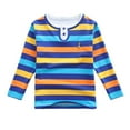 thumbnail image 3 of Tfken Tee For Girls Toddler Size 1-2 Years Striped Print Long Sleeve Gentleman Shirts Fashion Dark Blue Tops, 3 of 3