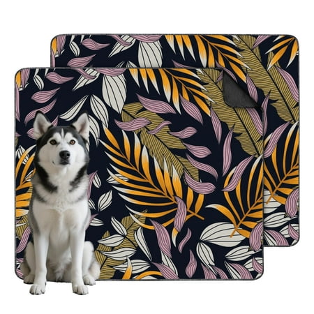 Decorative Washable Potty Pads for Your Home Reusable and Showcasing Elegant Tropical Prints Non-Skid Bottom for Use on Any Surface. (Hawaiian plant patterns 35 x41 )