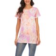 thumbnail image 3 of ZAXARRA Femmes Été Maternité Allaitement Tops Manches Courtes Col Rond Tie Dye Print en Vrac T-shirt, 3 of 9