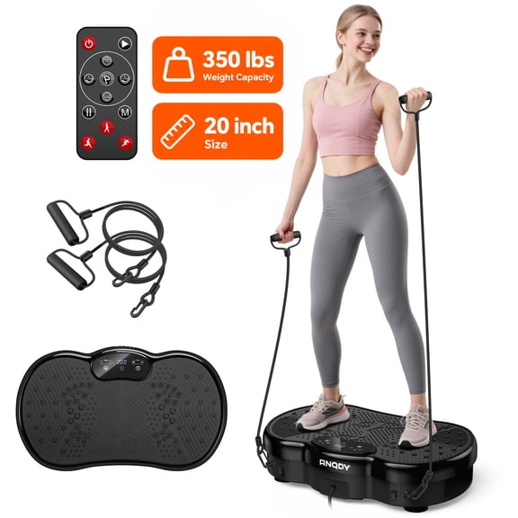 Anqdy Vibration Plate Exercise Machine Whole Body Shake Plate Exercise Machine with 2 Loops & Remote Control