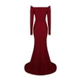 thumbnail image 5 of Horkkom Women Prom Dress Off Shoulder Evening Gowns Elegant V Neck Maxi Dresses Long Sleeve Wrap formal Dresses High Split Wedding Guest Dress, 5 of 7