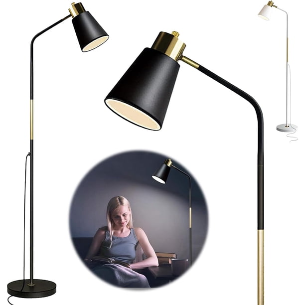 Lámpara de pie ajustable con luz de lectura,lamparas de pie led,lampara de pies para sala,dormitorio,estudio,asala de estudio, oficina,178cm de alto negro,individuales negro