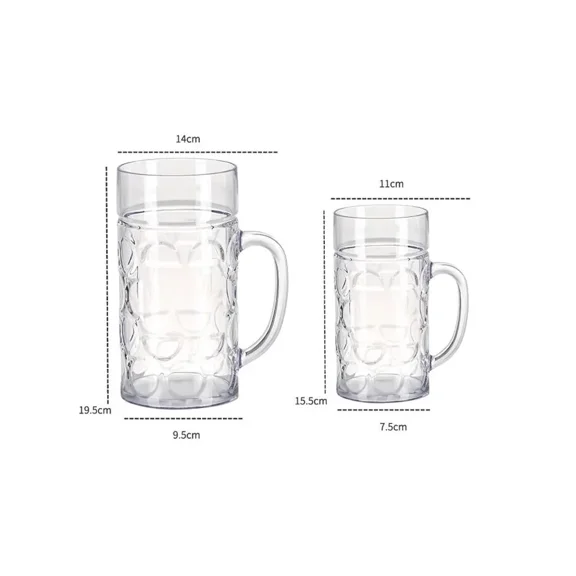1PC 500ml/1000ml Creative Transparent Plastic Water Cup Large Capacity Anti-fall Beer Cup Home Office Bar Tea Juice Coffee Mugs