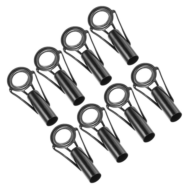 Unique Bargains 8.0mm Stainless Steel Fishing Rod Tip Repair Kit Pole Ring Guide Replacement, Black 8 Pack