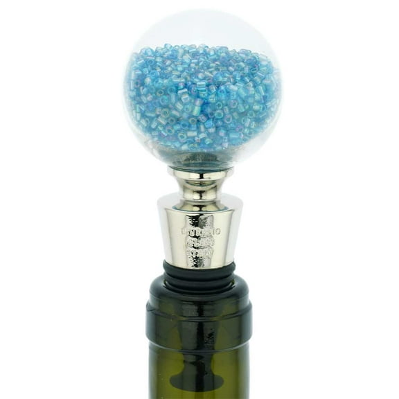 GlassOfVenice Murano Glass Sparkly Beads Bottle Stopper - Aqua