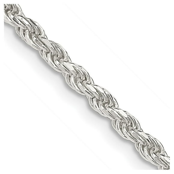 Diamond2Deal 925 Sterling Silver 2.75 mm Diamond-cut Rope Chain Necklace for Women 18"