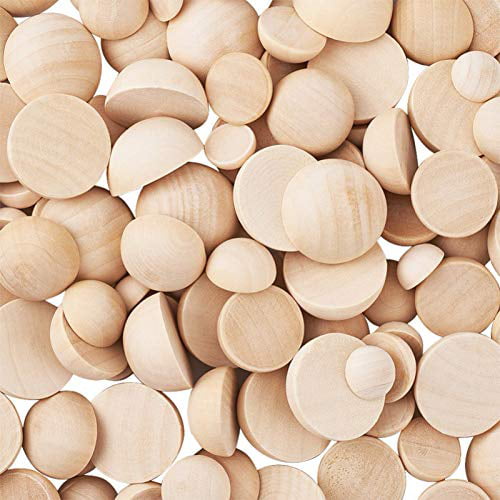 16mm Unfinished Split Wood Balls DIY Crafts Wooden Beads for Paint Arts Projects kuosbiu 200 Pieces Natural Half Wooden Balls 