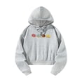 thumbnail image 1 of Sudadera con capucha corta para mujer, cómoda, moderna, gris, con cordón, recortada XL, 1 of 8