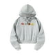 thumbnail image 1 of Sudadera con capucha recortada para mujer, cómoda, de moda, gris, con cordón, suéter recortado,, 1 of 8