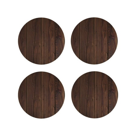 

Tideii Vintage Wood for Leather Coasters 4 Pieces Anti-fouling and Anti-scalding Decorative Coasters Suitable for Restaurants Kitchens Coffee Shops-Round Shape