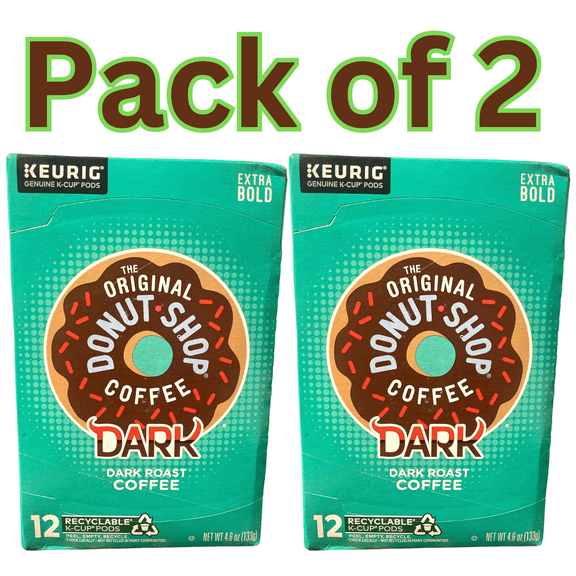 Keurig The Original Donut Shop Coffee, Dark Roast, Extra Bold, 12 K-Cup Pods - Pack of 2