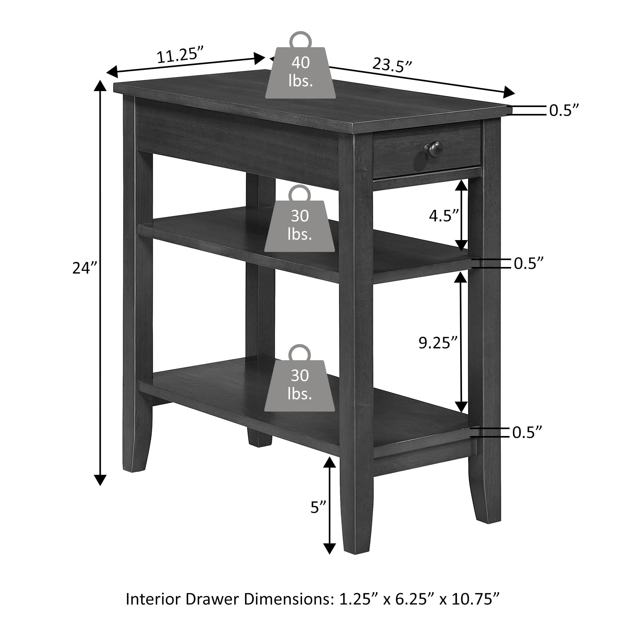 Convenience Concepts American Heritage End Table/Charging Station, Natural