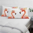 thumbnail image 3 of Pink Flamingo Birds Pillow Covers, Linen Long Throw Pillow Case, Summer Animals Floral Abstract Art Holiday Pillow Protector Decorative Cushion Cover for Living Room/Bedroom 16" x 24", 3 of 8