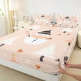 thumbnail image 3 of Manfei Kawaii Orange Snowman Twin Sheet Sets for Kids, Rustic Xmas Tree Twin Fitted Sheet, Merry Christmas Flat Sheet, Super Cozy Room Decor, 3-Piece, 3 of 7