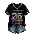 thumbnail image 2 of 9/11 25th Anniversary Shirt Womens WE Will Never Forget Tee Shirts | Lightweight Fabric, V Neck Short Sleeve Tops, American Flag, 2001-2026 25Th Anniversary Tops, Patriotic Honor Tee Shirt Gray,2XL, 2 of 5