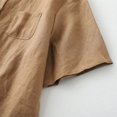 thumbnail image 4 of Lovskoo Womens Button Down Short Sleeve Shirt Cotton Linen Collared Shirt Spring Summer Casual Buttons Solid Color Blouse Loose Tops Khaki, 4 of 9
